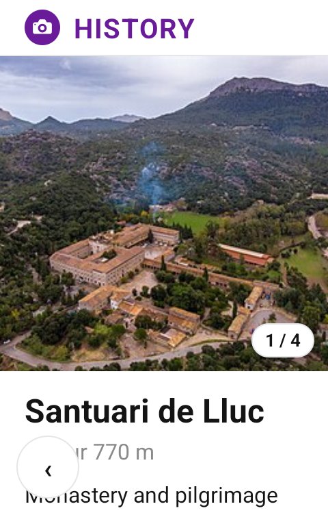 A place card on the Karoo: Santuari de Lluc, with photo, story and Navigate here