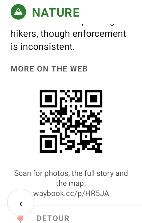 Further down the card: the More on the web block with a QR code and a short link